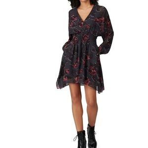 All Saints Nichola Rosalyn floral smocked trim mini dress. Size medium.